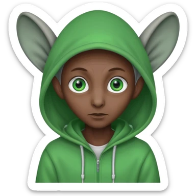 Aliens Dark grey, hoodie, long big ears sticker