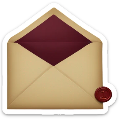 black envelope with burgundy wax seal sticker
