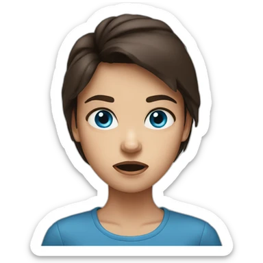 angry-girl-with-blue-eyes-and-dark-brown-hair-color sticker