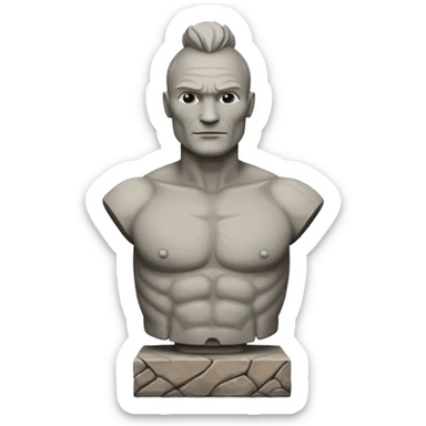 Cinematic realistic ultra HD - musician Sting as a torso antique stone sculpture sticker