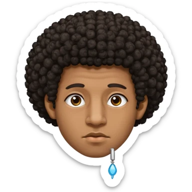 brownskin black man with a curly afro with sleepy eyes with a face dermal piercing and left nose piercing  sticker