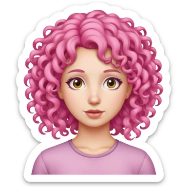 Women with pink curly hair sticker