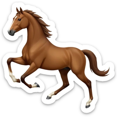 cinematic-[brown horse]-realistic-full-body-galopping-emoji,-tail-flicking-lazily,-head-tilted-dramatically,-sleek-[brown]-coat,-simplified-yet-realistic-focused-features,-highly-detailed,-glowing-with-an-almost-sarcastic-glow sticker
