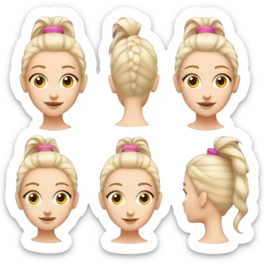 White Girl with one pink hairs ponytail sticker