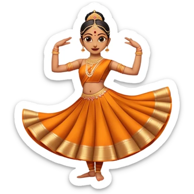 cinematic-realistic-bharatanatyam-dance-emoji,-depicted-as-an-elegant-classical-indian-dance-performance-with-graceful-poses,-intricate-costumes,-and-expressive-hand-gestures,-rendered-with-rich-textures-and-warm-dramatic-lighting, single dancer sticker