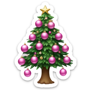 Christmas tree with pink ornaments  sticker