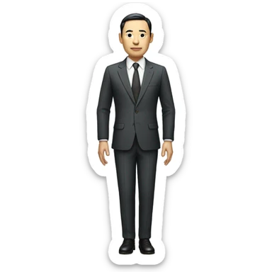 rich chinese man with narrow eyes full length in suit sticker