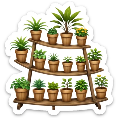 Large slanted curved multi-tier Old plant rack  sticker