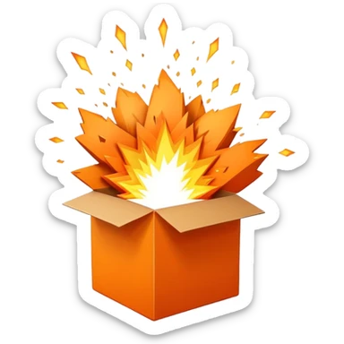 orange box with explosion behind it sticker