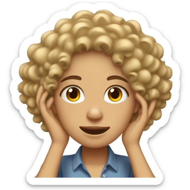 Curly haired light skin woman who is covering her ears sticker