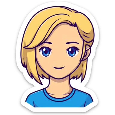 best friends , a brunette with blue eyes and a blondie with brown eyes sticker