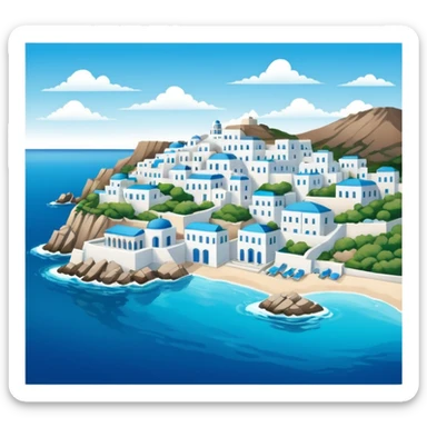 a greek island seen from the sea sticker