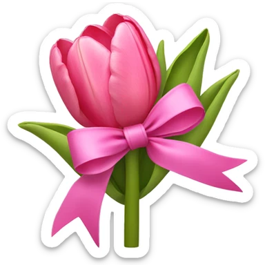 Pink tulips with a bow sticker