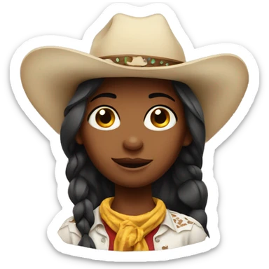 Western girl cow sticker