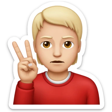 Creat an indifferent face putting up a middle finger iPhones style emoji sticker