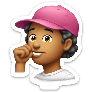  lip bite hand on chin backward hat sticker