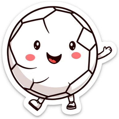 A cheerful soccer ball with a happy face and rosy cheeks sticker