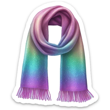 Realistic iridescent sparkle glitter winter scarf isolated. sticker