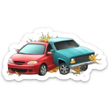 a car crashing into another car sticker