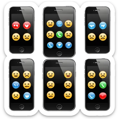 mobile phone emoji, communication theme sticker