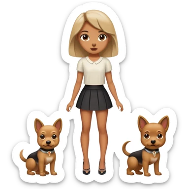 Girl dressed like a dog and in short lashes skirt and short top and heels sticker