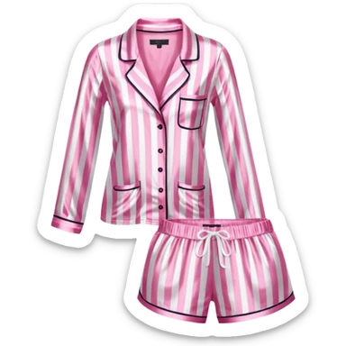 Striped pink and white silk Victoria’s Secret pajama set sticker