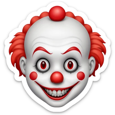 Creepy clown, no emoji faces, no emoji icons sticker