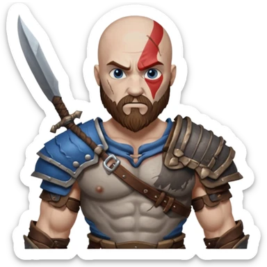 create a emoji for god of war kartos version with his wife of love blueheart sticker