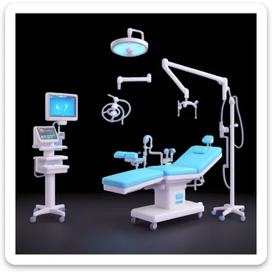 surgery 3D style, modern operating room, surgeons in scrubs, high-tech equipment, no visible wounds sticker