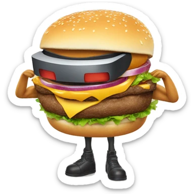 a humanoid burger playing vr sticker