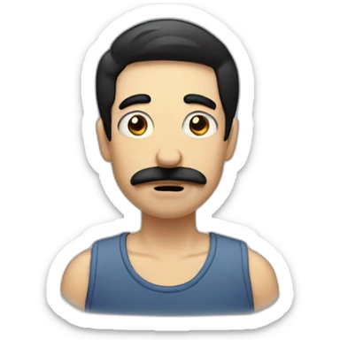 Hungry men with black hair and Little mustache  sticker