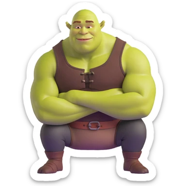 very muscular Shrek soothing Elon Musk sticker