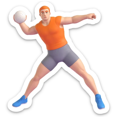 discus throw athlete, mid-throw, focused expression, athletic build sticker