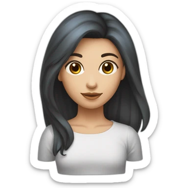 Fait moi une fille brune aux yeux bleus avec les cheveux lisses jusqu’au épaules sticker