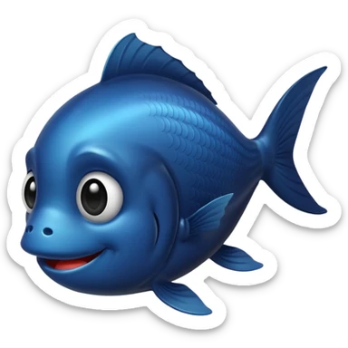 black fish with a smiling face sticker