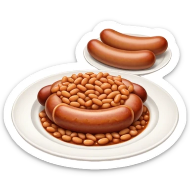 Sausage with baked beans on one plate sticker