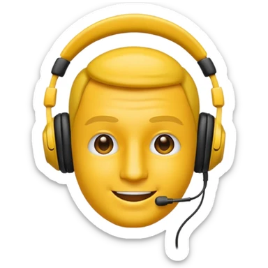 Un emojis feliz con audífonos puestos pero sin  naris un sencillo el emojis  hombre sticker