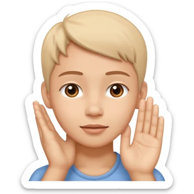 Hand touching ear sticker