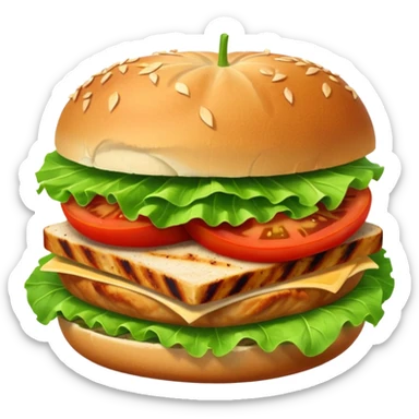 Lettuce wrapped grilled chicken sandwich, no bun, with grilled chicken breast, tomato, lettuce. sticker