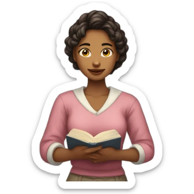 chica joven disfrazada de monja con un libro en la mano sticker