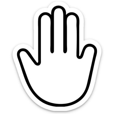 open hand icon, palm facing viewer, thumb hidden, four fingers extended, clean design sticker