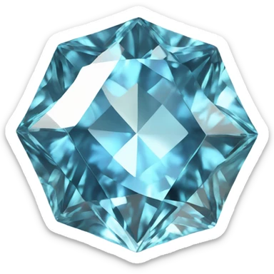 Topaz gemstone emoji in a classic diamond shape, no background. Detailed facets, vibrant sky-blue tones, and shimmering highlights for a clean, elegant, 3D look. sticker