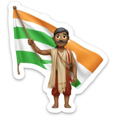 Indian man holding Indian flag sticker