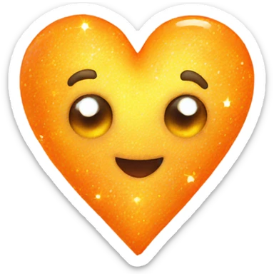 orange heart with sparkles  sticker