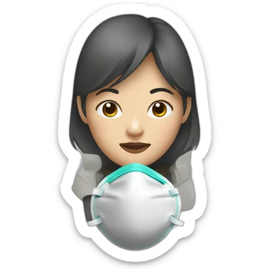 Asian woman with N95 Respirator sticker