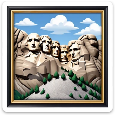Mount Rushmore Landmark Emoji – Displaying the carved faces of four U.S. presidents in the granite mountainside. sticker