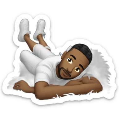 Rapper laying on a fluffy rug sticker