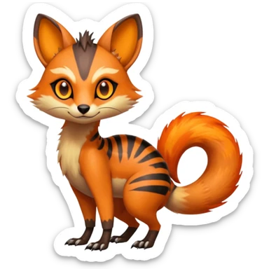 Fiery Wicked Cool Hot Edgy Genet-Numbat-Sergal-Meloetta-Vernid-fusion-hybrid-creature sticker