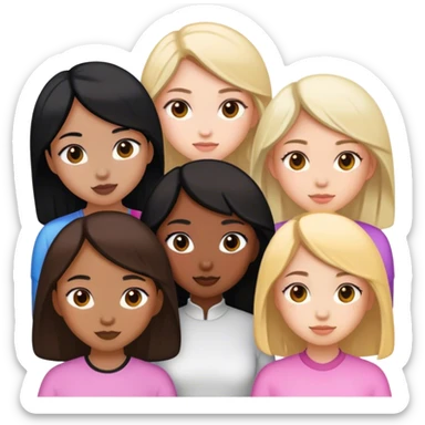 5 girls 2 black 1 mixed 1 Chinese other 2 are white sticker