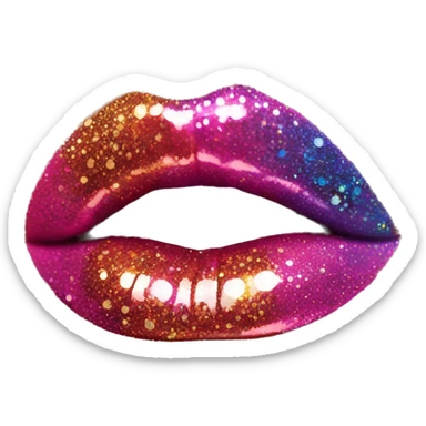 Rainbow ombre lip gloss with a lot of glitter sticker